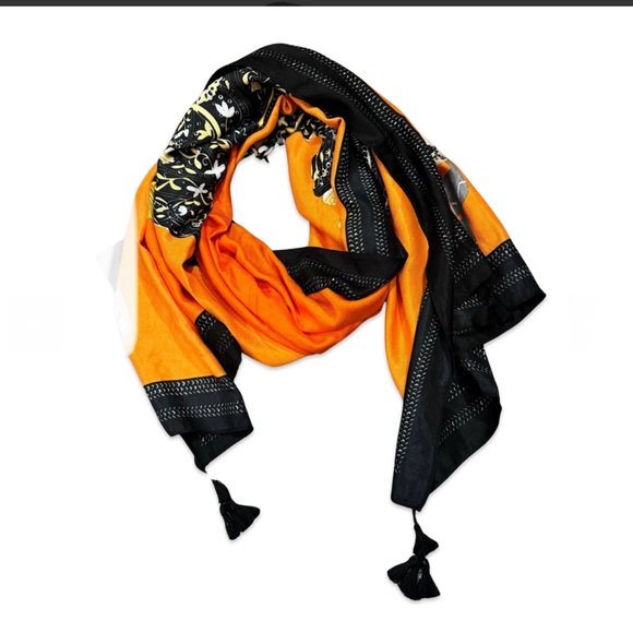 🪸🌝Noellery Spring Horse Tassel Scarf Beautiful lovely striped border details - Picture 5 of 13